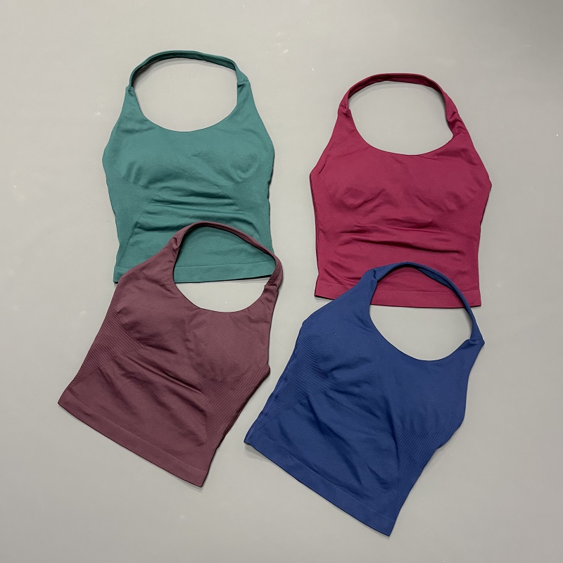 Yoga Strap Cotton - Top Deportivo Halter para Mujer, Sin
