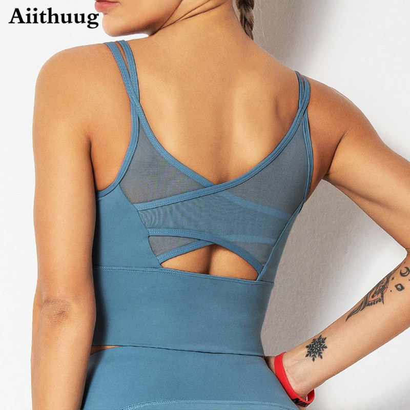 Pilates Yoga Top - Aiithuug-sujetadores de Yoga, camisetas deportivas para