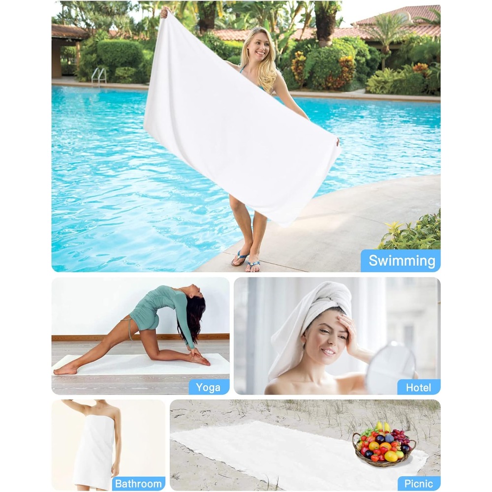 Toalla de playa de color blanc - Pilates Yoga Towel reseña y precio
